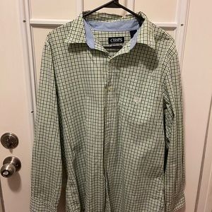 Men’s button down long sleeve shirt.